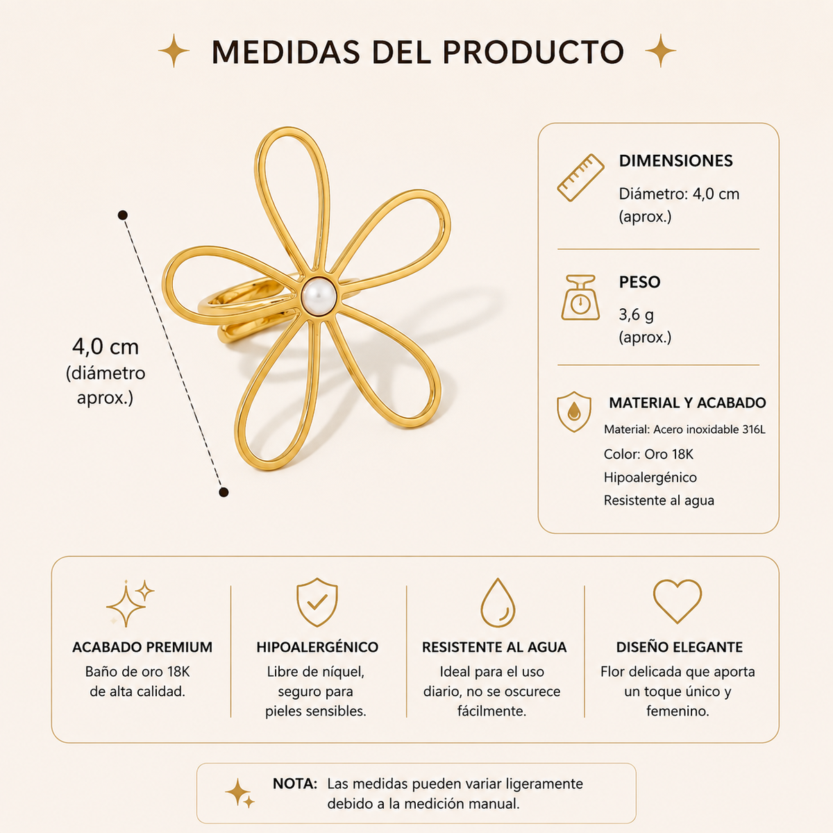 Anillo Flor Dorada