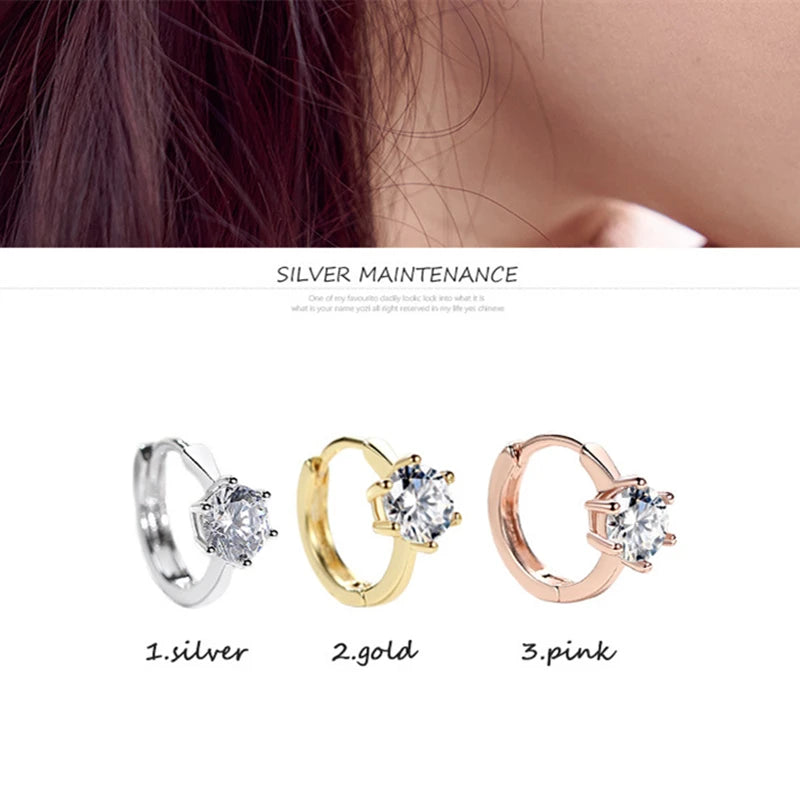 925 Brincos De Prata Esterlina Mosaico Cz Quatro Garras ZircãO Brincos Para Mulher Oorbellen Brincos Pendientes  E287