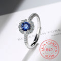 925 Sterling Silver New Woman Fashion Jewelry High Quality Crystal Zircon Blue Sapphire Open Adjustable Ring anillos mujer