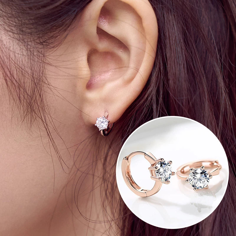 925 Brincos De Prata Esterlina Mosaico Cz Quatro Garras ZircãO Brincos Para Mulher Oorbellen Brincos Pendientes  E287
