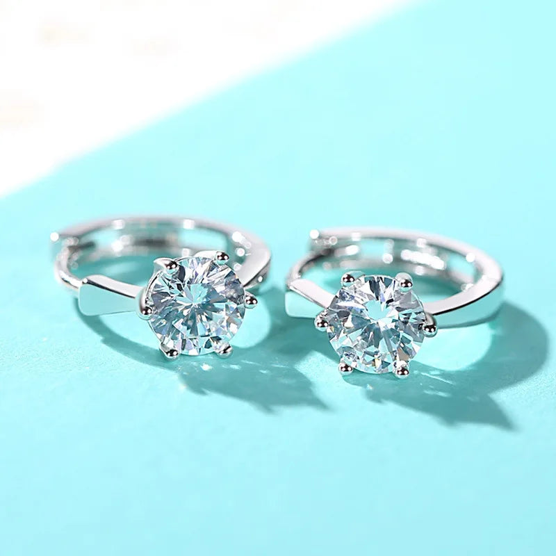 925 Brincos De Prata Esterlina Mosaico Cz Quatro Garras ZircãO Brincos Para Mulher Oorbellen Brincos Pendientes  E287