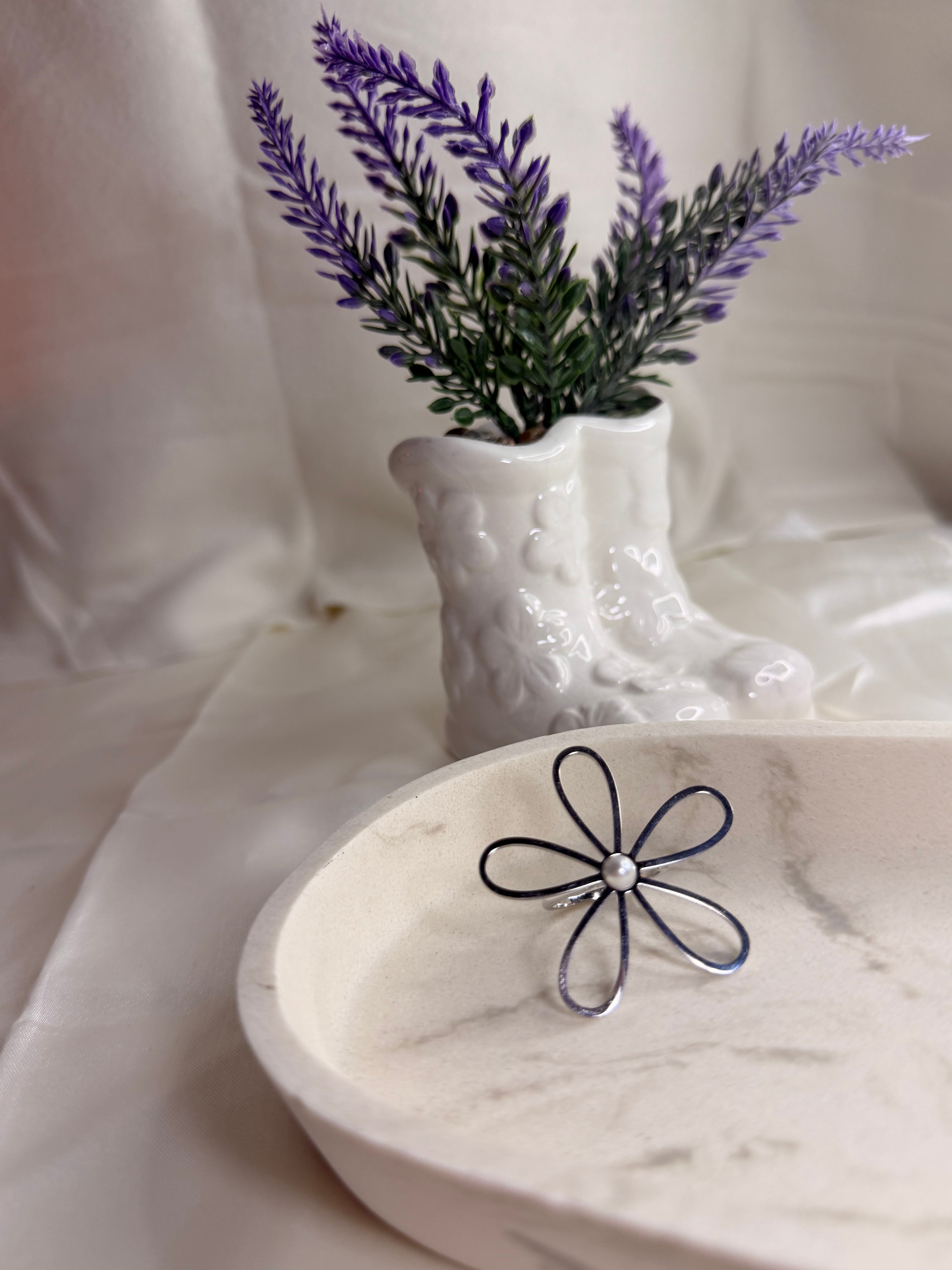 Anillo Flor Plateada
