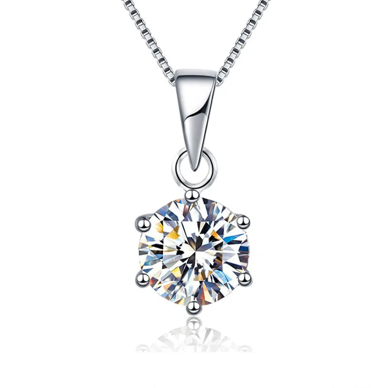 925 Sterling Silver Necklace Pendant Shining 2ct 5A Zircon for Women Wedding Jewelry Engagement Charm Party Gift Fine box chain