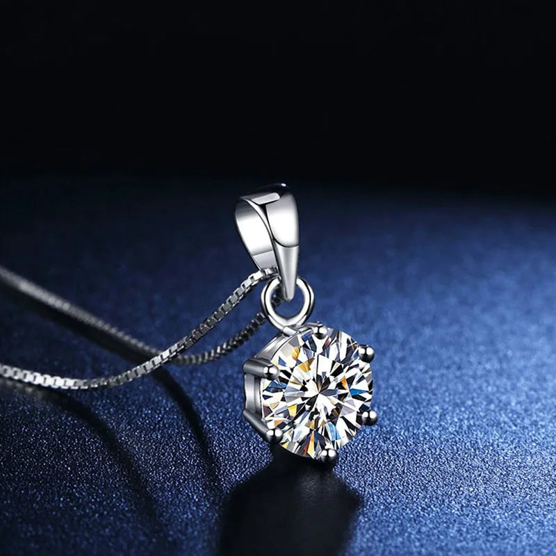 925 Sterling Silver Necklace Pendant Shining 2ct 5A Zircon for Women Wedding Jewelry Engagement Charm Party Gift Fine box chain