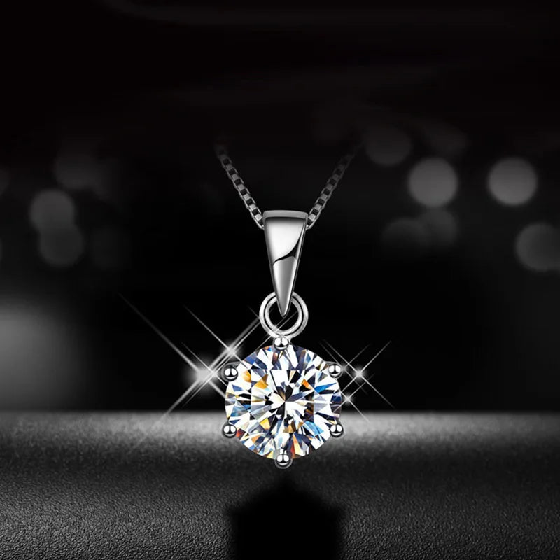 925 Sterling Silver Necklace Pendant Shining 2ct 5A Zircon for Women Wedding Jewelry Engagement Charm Party Gift Fine box chain