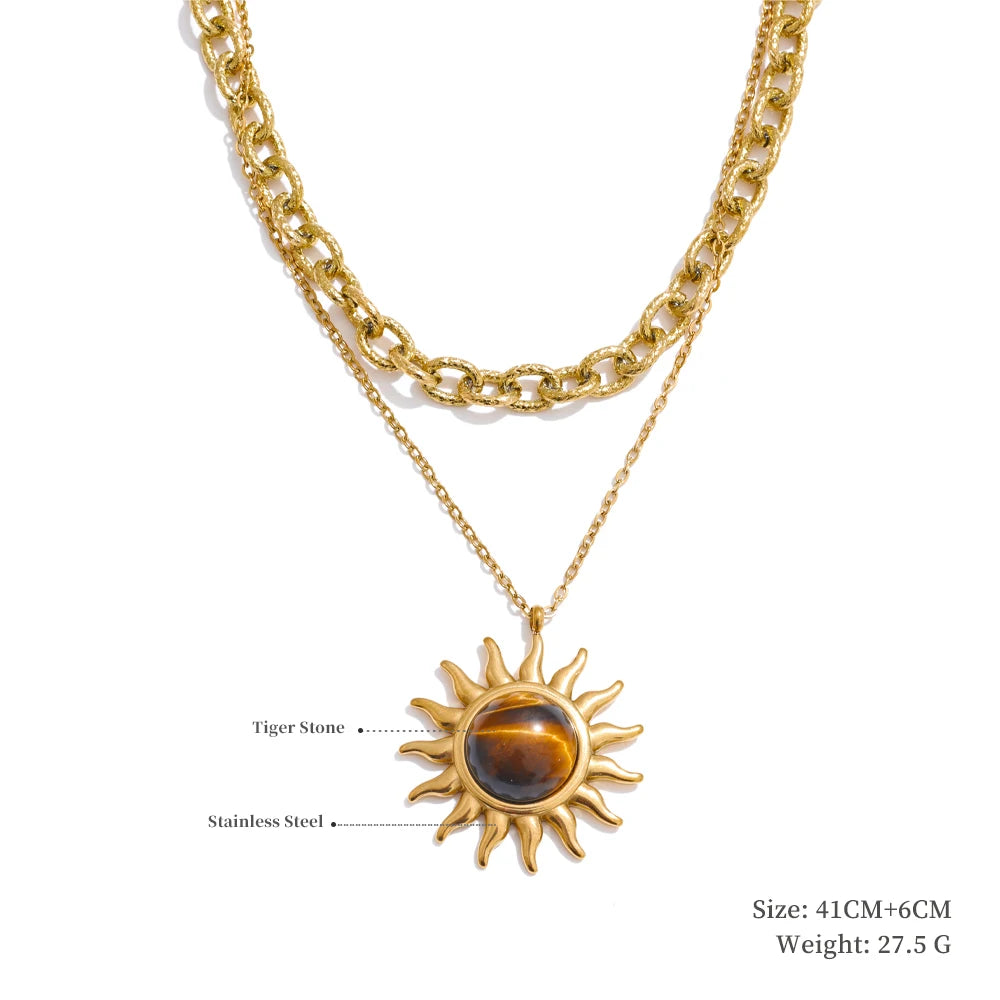 Stainless steel sun charm pendant