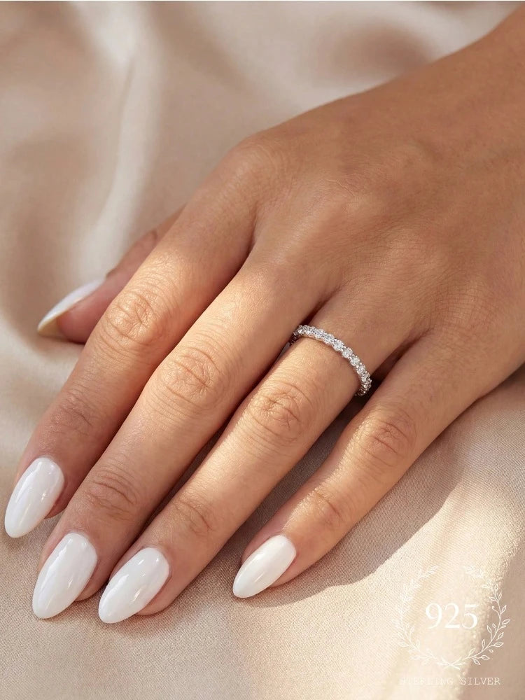 925 Sterling Silver Fashion Shiny Multicolored Full Zircon Stackable Plain Ring For Women Daily Party Personalized Fine Jewelry