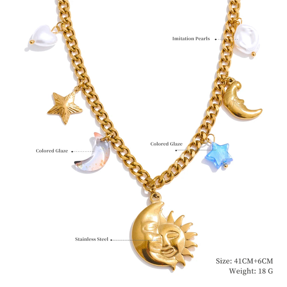 Stainless steel sun charm pendant