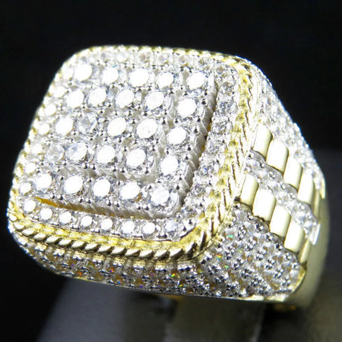 14K gold-plated ring with a 2-carat diamond