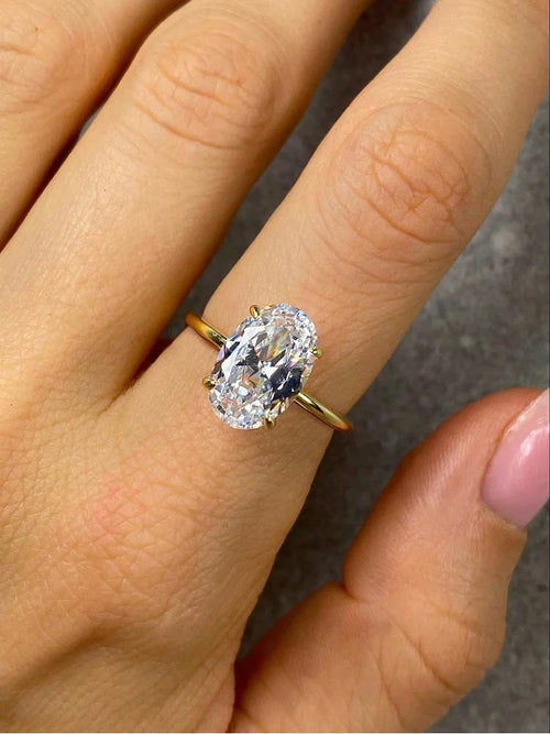 Anillo de piedra ovalada de plata S925