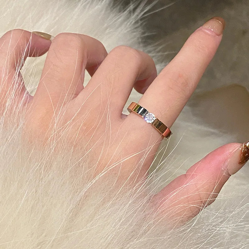Stainless Steel Rings for Women Minimalist Silver Color Zircon Ring Men Fashion Engagement Wedding Jewelry Gifts Anillos Кол