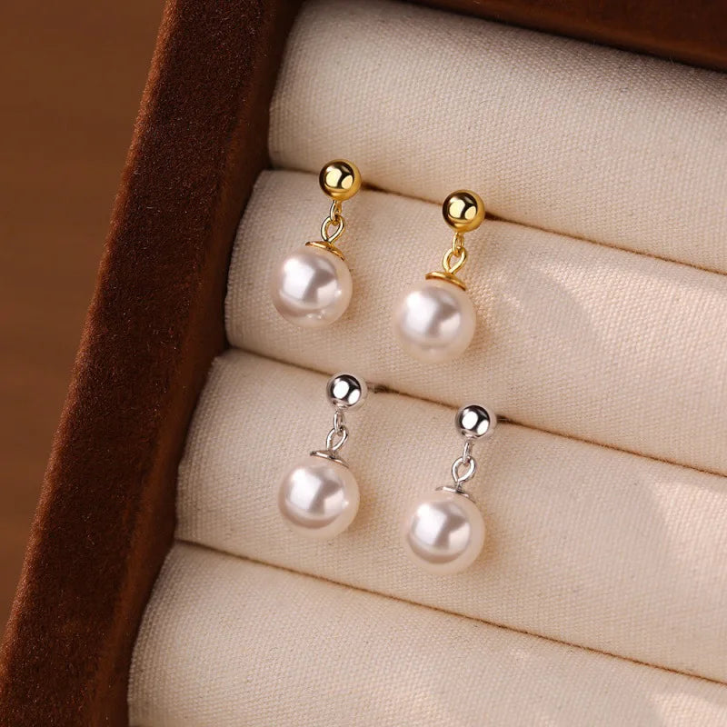 925 Silver Pearl Stud Earrings Fashionable Exquisite Luxurious Elegant Niche High End Pearl Stud Earrings for Women
