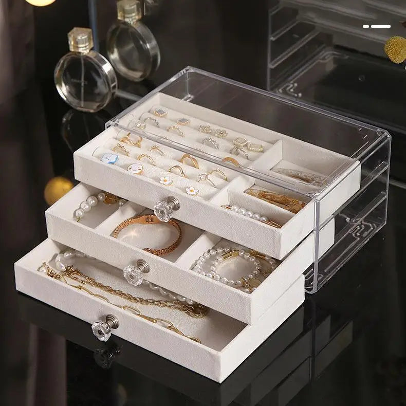 3-tier velvet jewelry box