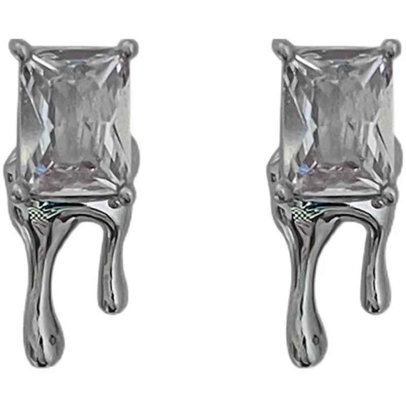 XIYANIKE Sexy Lava Square Zircon Stud Earrings For Women Girl Luxury New Fashion Vintage Ear Jewelry Party Gift pendientes mujer