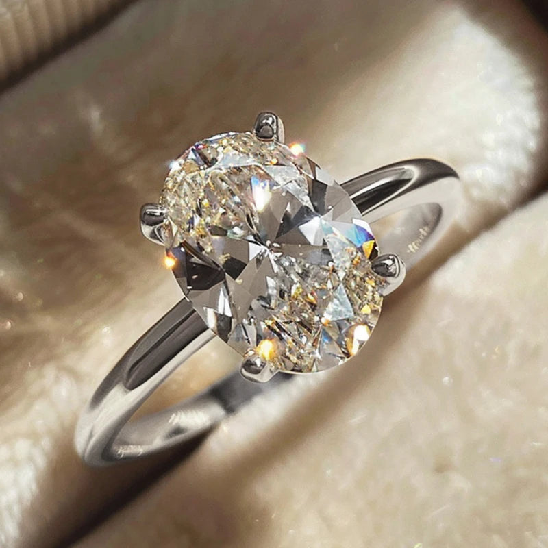 S925 Silver Oval Stone Ring