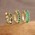 3PCS Dainty Stainless Steel Horse Eye Zircon Round Small Hoop Earrings Set For Women Fashion Huggie Women's Jewelry pendientes