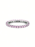925 Sterling Silver Fashion Shiny Multicolored Full Zircon Stackable Plain Ring For Women Daily Party Personalized Fine Jewelry