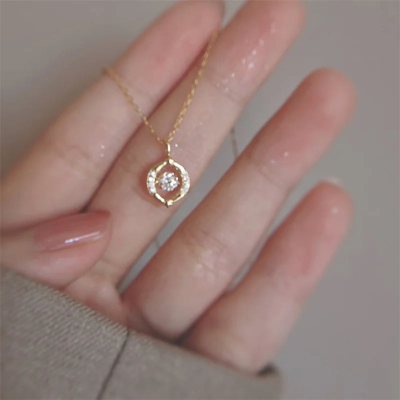 925 Silver Plated Zircon Necklace for Women Elegant Geometric Round Neck Chain Girls Wedding Party Jewelry Gifts e1080