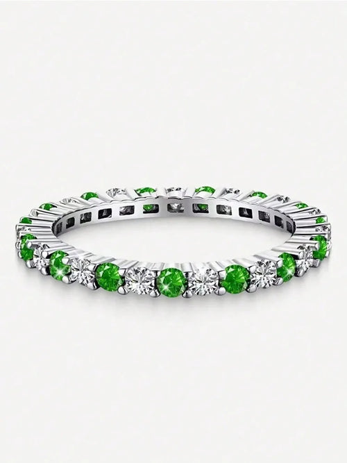 S925 Sterling Silver Ring with Multicolor Zirconia