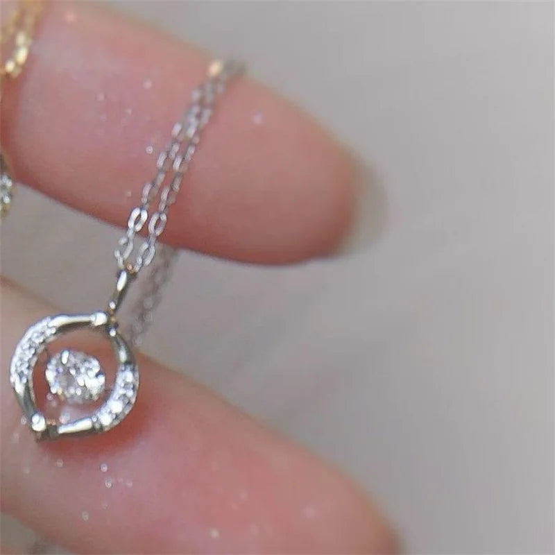 925 Silver Plated Zircon Necklace for Women Elegant Geometric Round Neck Chain Girls Wedding Party Jewelry Gifts e1080