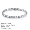 Silver Color Four Leaf Clover Bracelets For Women Purple Cubic Zirconia Thin Bar Chain Hand Chain Dainty Daily Jewelry Gifts