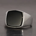 Genuine 925 Sterling Silver Men Rings with Natural Agate Malachite Lapis Square Stone Minimalist Rings Male Jewelry