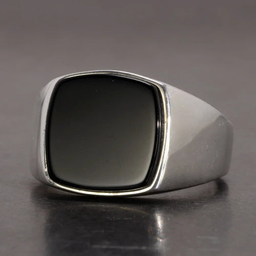Men's ring in S925 silver with Agate stone