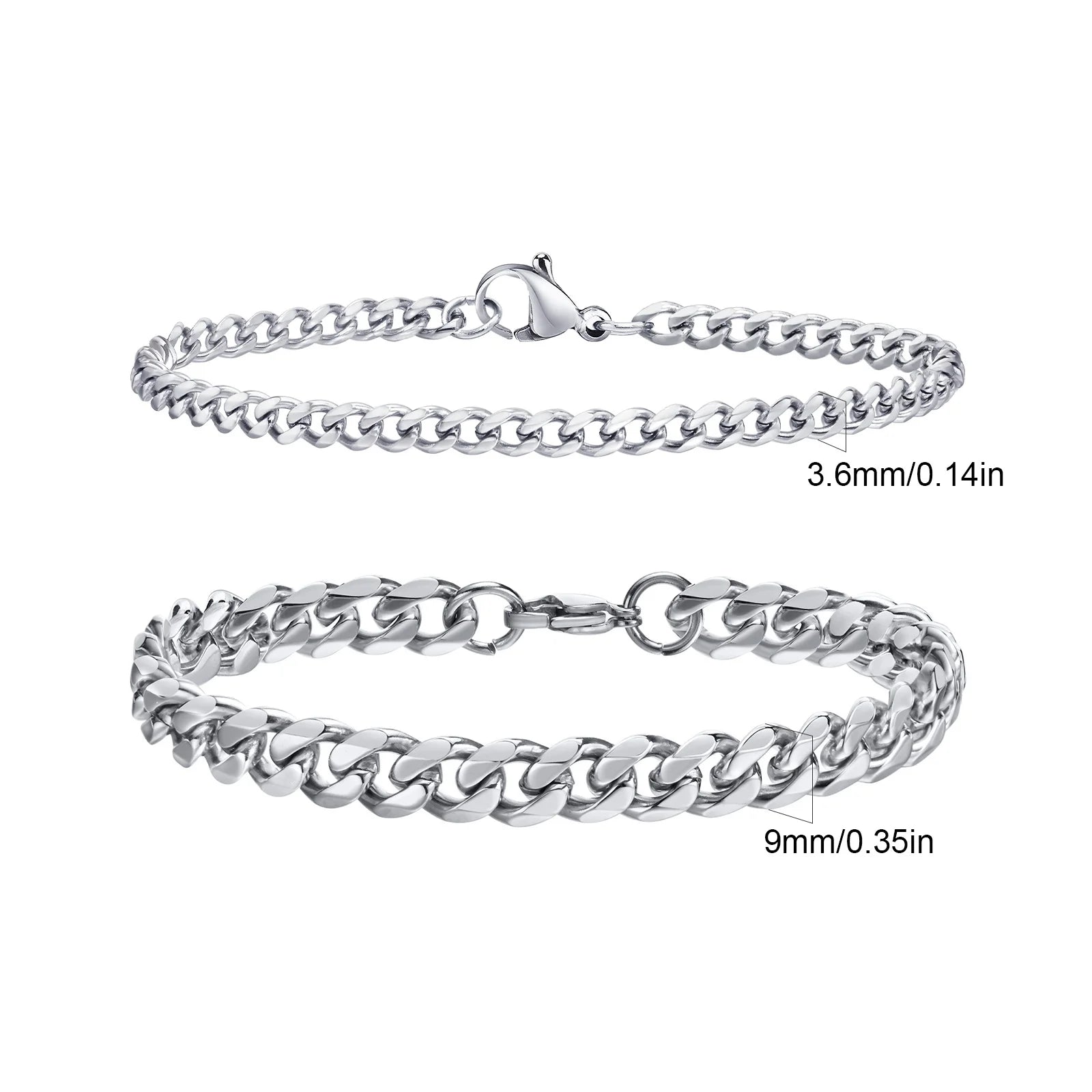 2pcs Men's Chain Bracelets,Stainless Steel Silver Gold Black Color Twist Rope Chain Wristband,Trendy Cuban Link Chains Gift