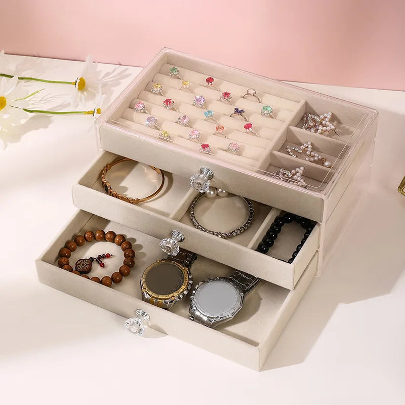 3-tier velvet jewelry box