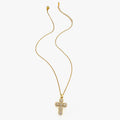 Peri'sbox Fashion Shiny Cubic Zirconia Metal Copper Cross Pendant Necklace for Women Stainless Steel Chain High Quality Jewelry