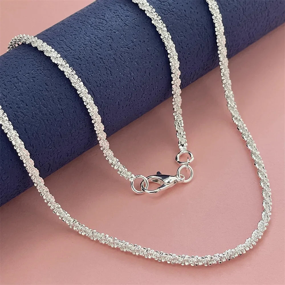 Hot new 40-75cm 925 Sterling Silver Necklace 16-30 Inch originality 2MM String chain for Women Fashion streetwear Jewelry Gifts