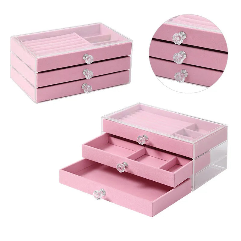3-tier velvet jewelry box