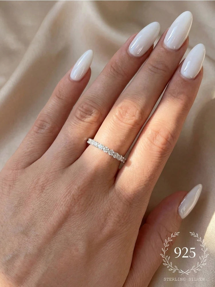 925 Sterling Silver Fashion Shiny Multicolored Full Zircon Stackable Plain Ring For Women Daily Party Personalized Fine Jewelry