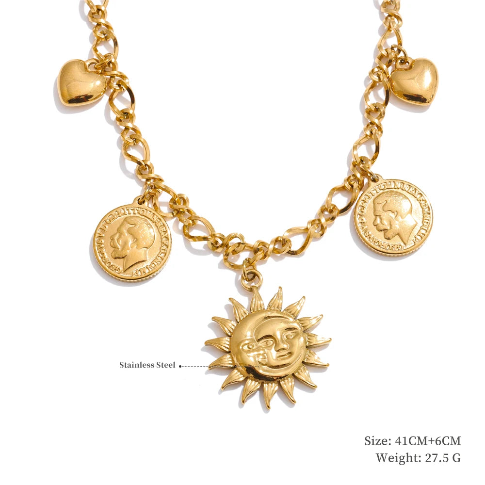 Stainless steel sun charm pendant