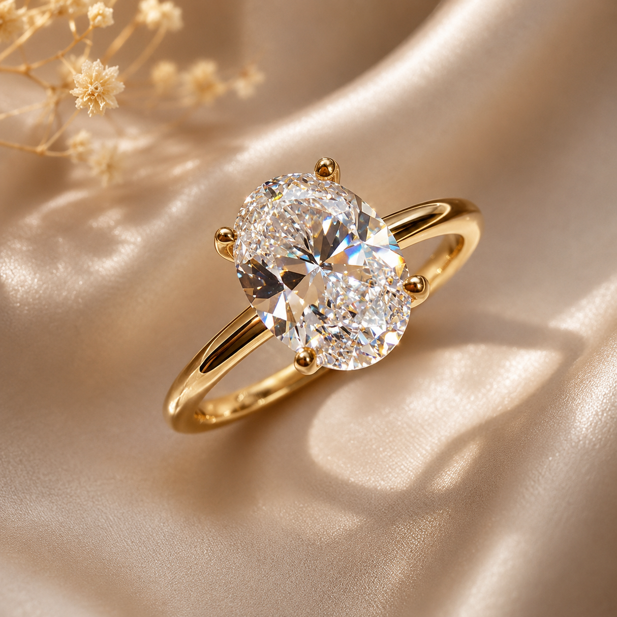 S925 Silver Oval Stone Ring