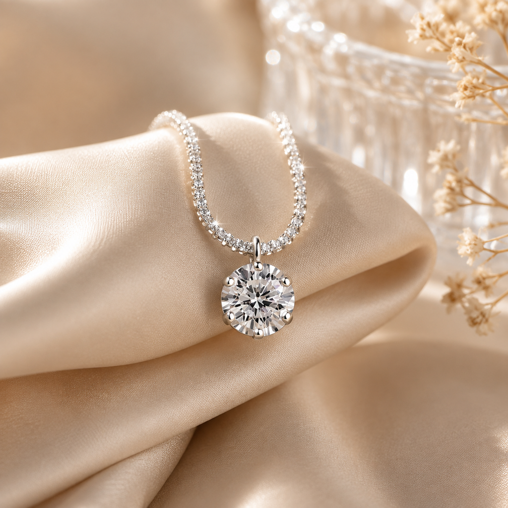 S925 Silver Necklace with Zirconia Pendant