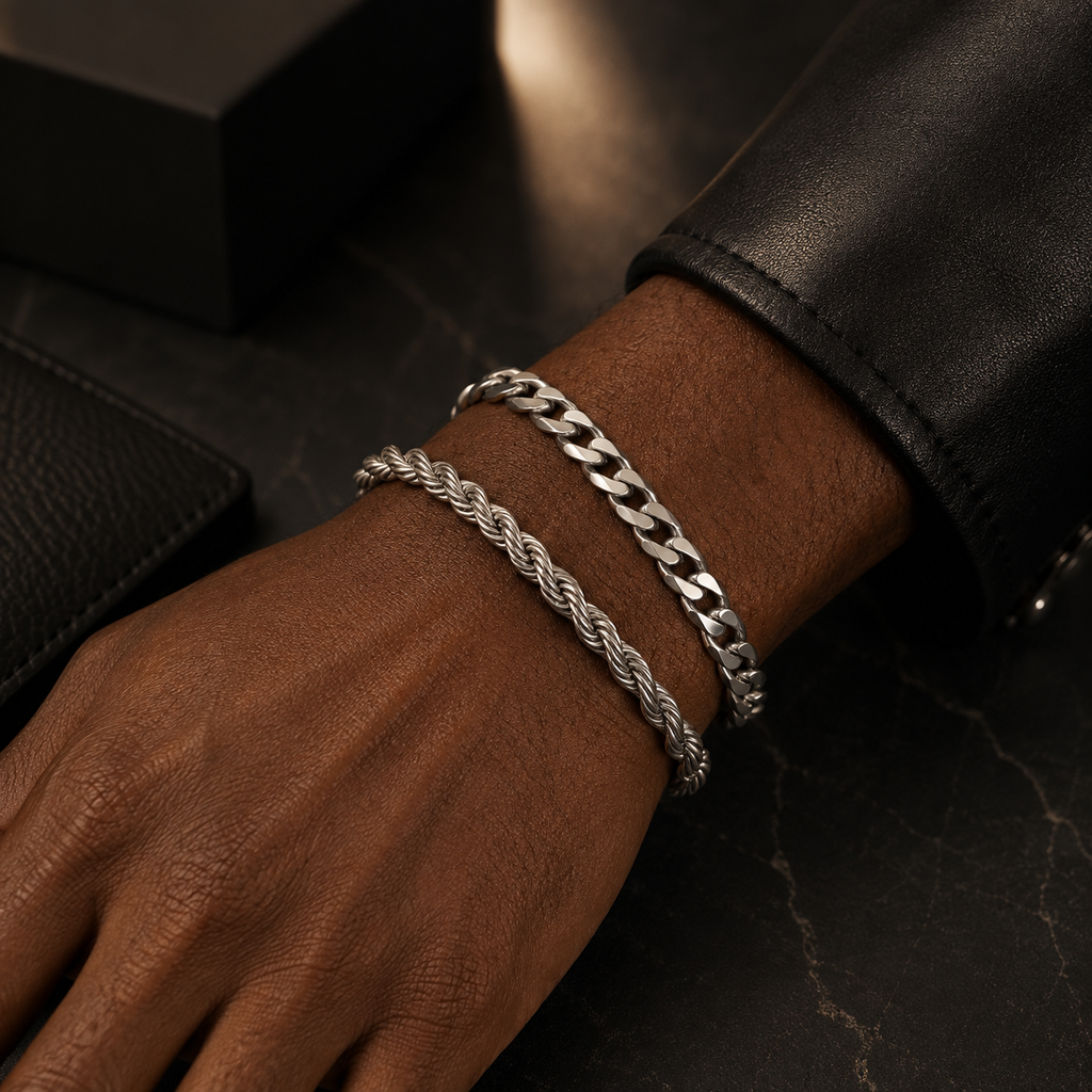 Stainless steel braided rope bracelet