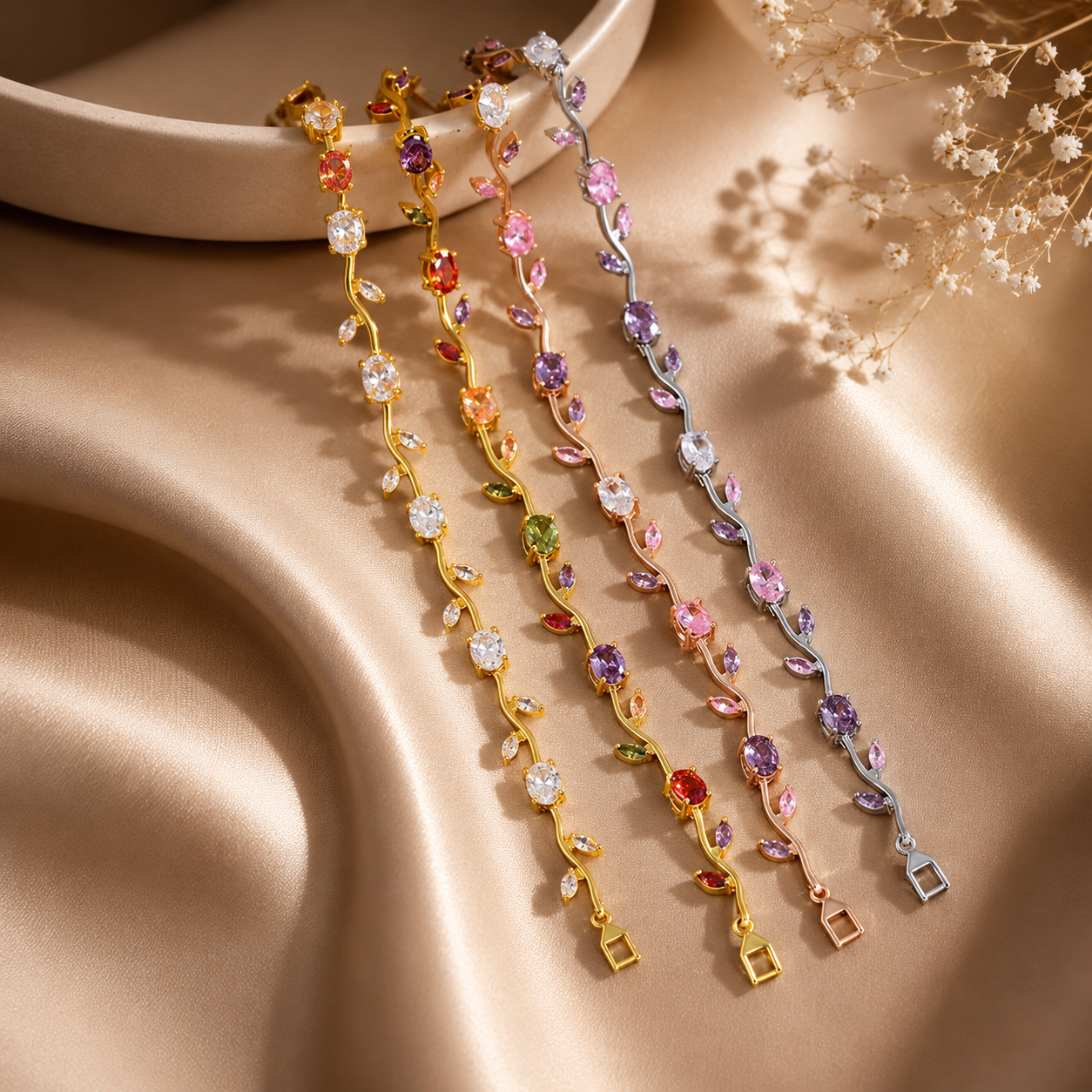 18K Gold Plated Flower Bracelet